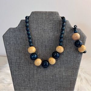Vintage Handmade Wood Choker Necklace & Bracelet
